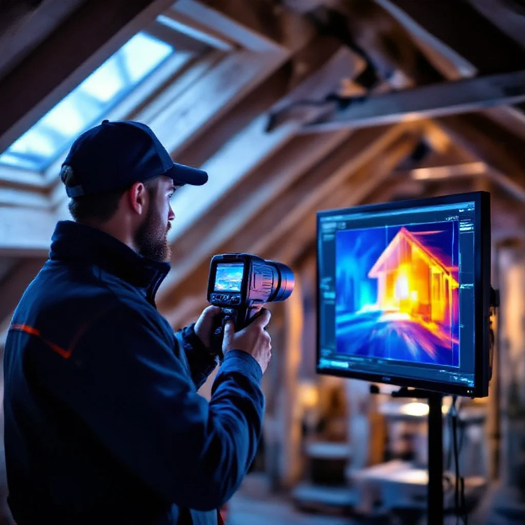 Thermographe analysant les déperditions thermiques par infrarouge