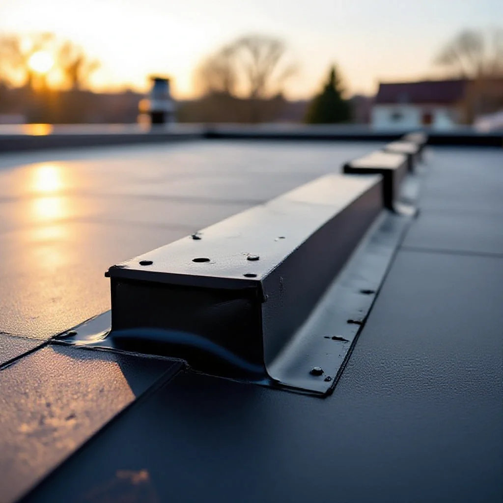 Toit plat terminé avec membrane EPDM et relevés d’étanchéité