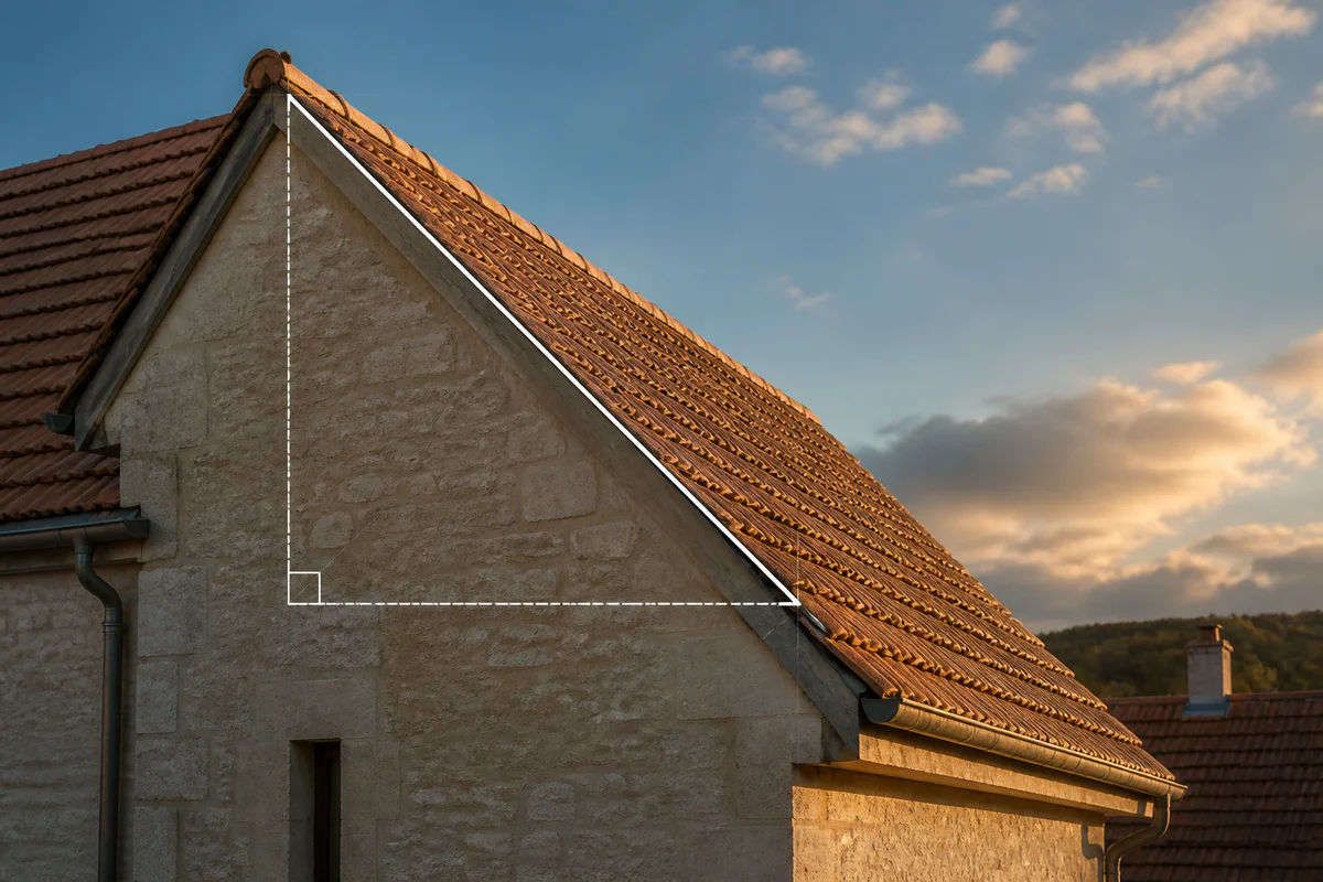 Pourcentage pente de toit, la mesure horizontale change le résultat